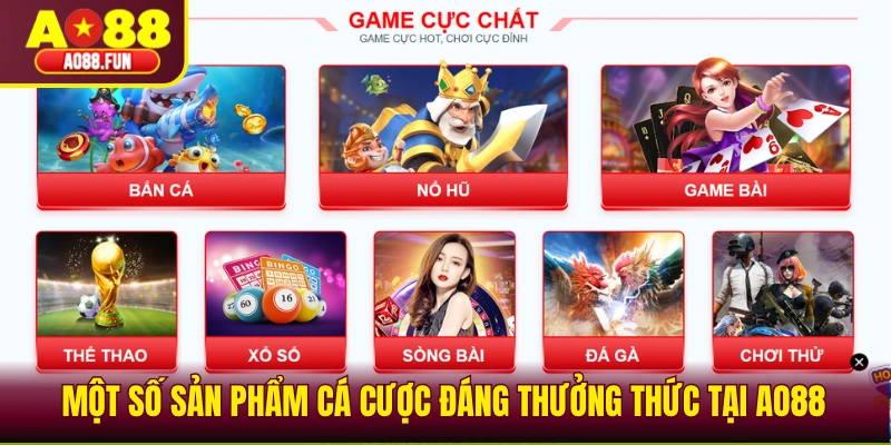 Một số sản phẩm cá cược đáng thưởng thức tại AO88